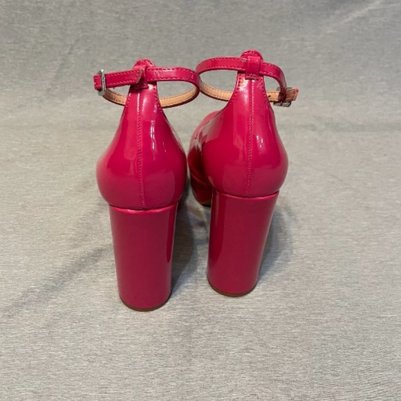 CHELSEA & VIOLET Pink Patente Platform. Ankle Strap. Size 8 - Picture 8 of 9